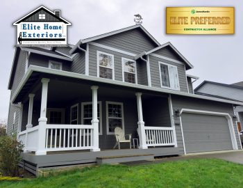 Exterior picture of grey Hardy board plank siding in Vancouver WA