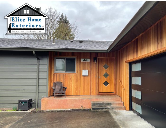 Image of house exterior with James Hardie Siding and Cedar Siding